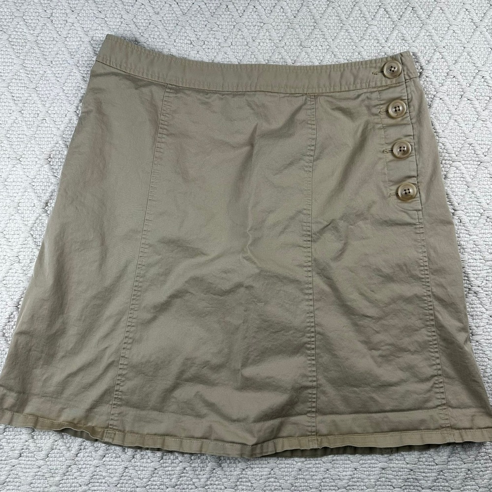 The Limited Stretch Khaki Button Front A Line Skirt Women's Size 14